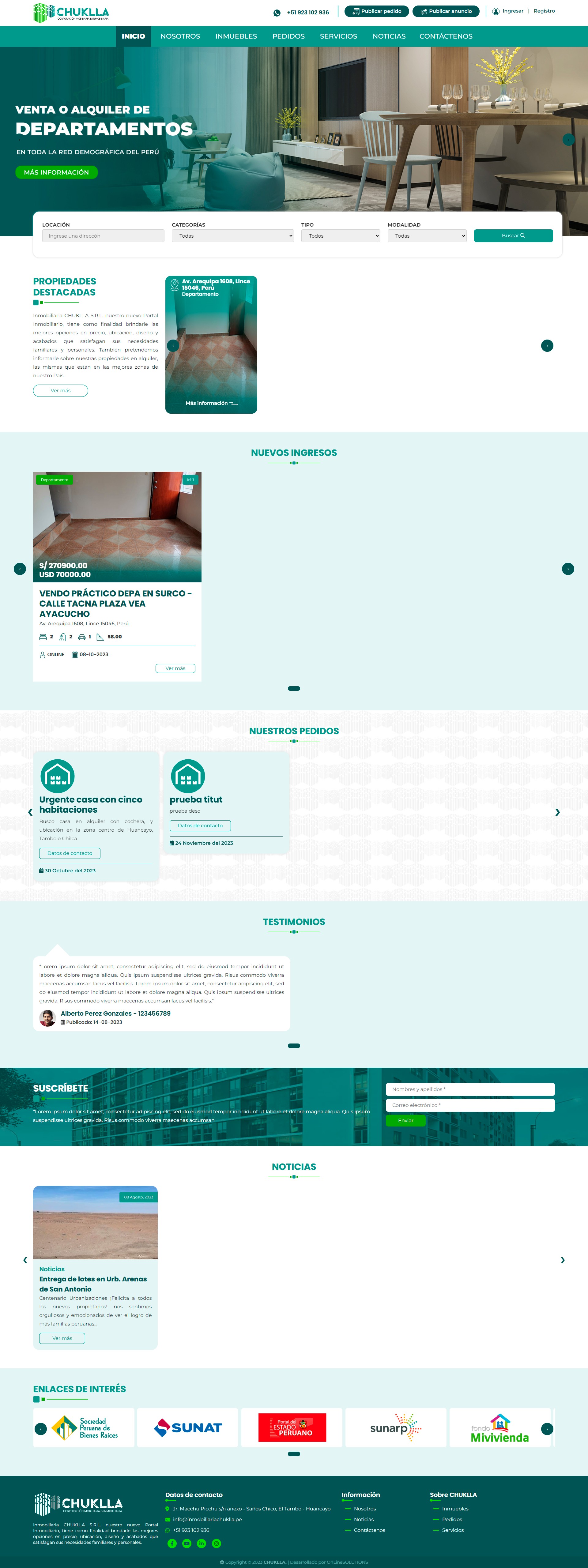 Página de Inmobiliaria - OnLineSOLUTIONS
