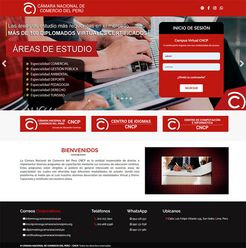 Cámara nacional de comercio del Perú - Aula virtual